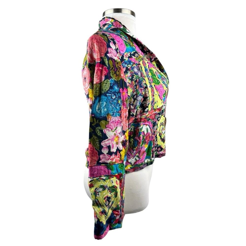 *Flawed* Sandy Starkman Embroidered Jacket Heart Floral Small Art to Wear Boho - Picture 12 of 16